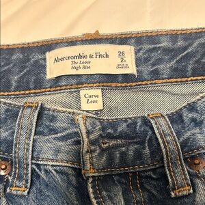 Abercrombie & Fitch Curve Love High-Rise Jeans - Blue with Orange Stitching